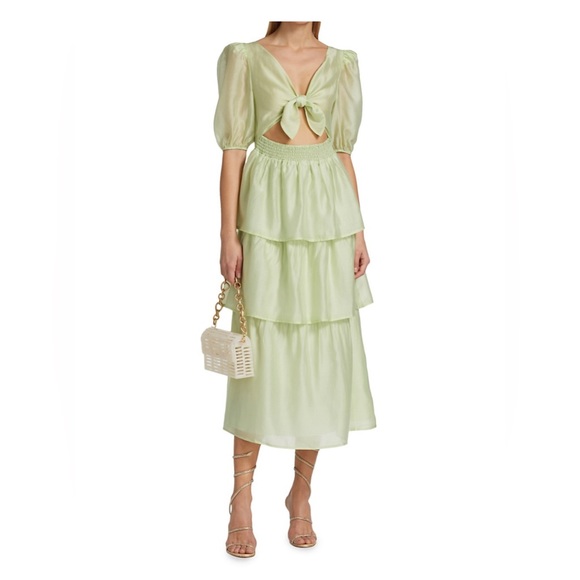 Wayf Tiered MIDI Dress, Seafoam, Size S - EUC! Worn once for a wedding! - Picture 3 of 8